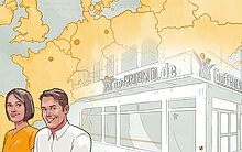 Frau Mann Europakarte Gebaeude iurFRIEND® AG