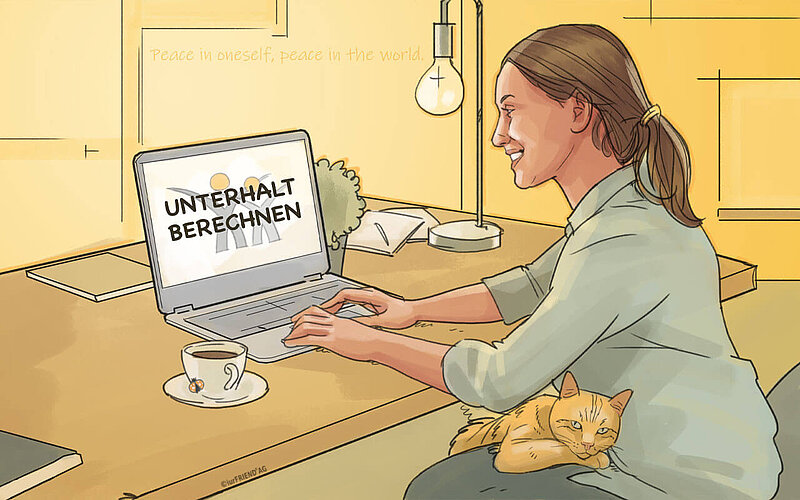 Frau lässt Unterhalt online berechnen
