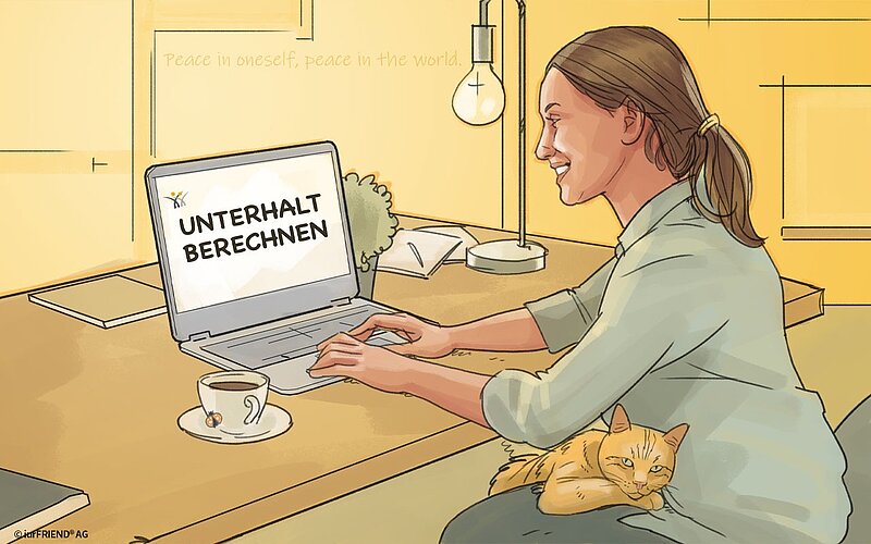 Frau lässt Unterhalt online berechnen