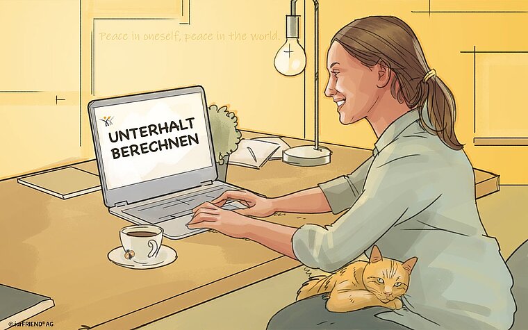 Frau lässt Unterhalt online berechnen